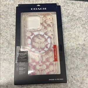 Coach Glitter Pink iPhone 15 Pro Max Case